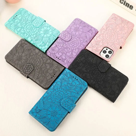 Magnetic Sunflower Flip Case for iPhone 17 Pro & Pro Max – PU Leather with Stand & Card Holder