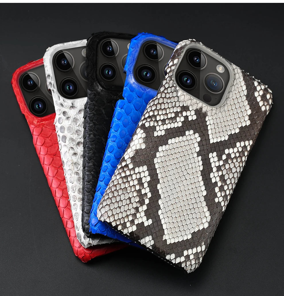 100% Genuine Python Leather Case – Luxury Protection for iPhone 11 to 16 Series