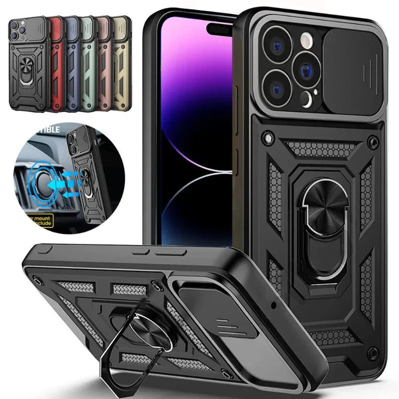 Shockproof Armor Case for iPhone 17 Series with Sliding Camera Lens Cover