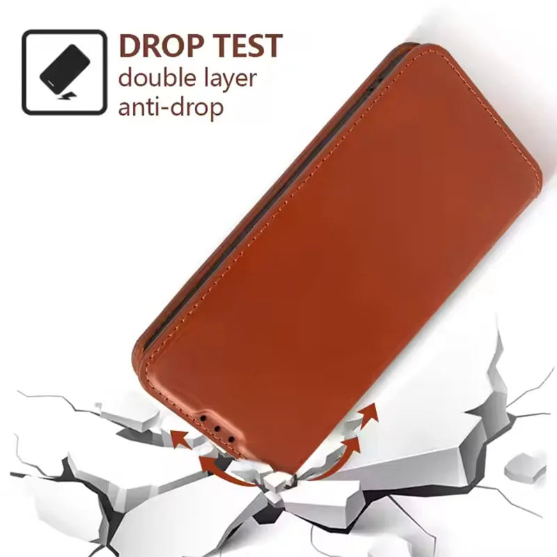 Genuine Leather Flip Wallet Case for iPhone 17 / 17 Pro / 17 Pro Max – Handmade Luxury Cover