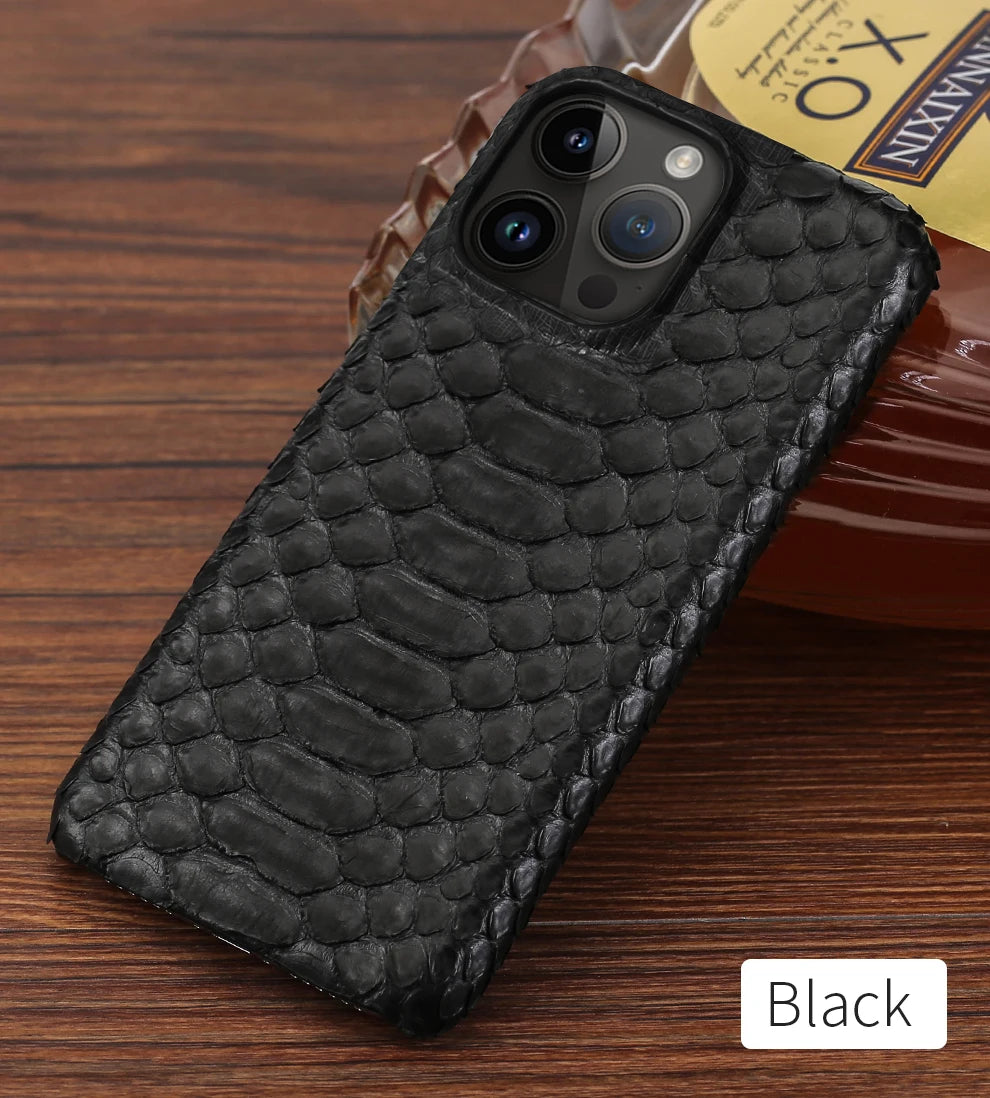 100% Genuine Python Leather Case – Luxury Protection for iPhone 11 to 16 Series