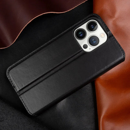 Genuine Leather Flip Wallet Case for iPhone 17 / 17 Pro / 17 Pro Max – Handmade Luxury Cover