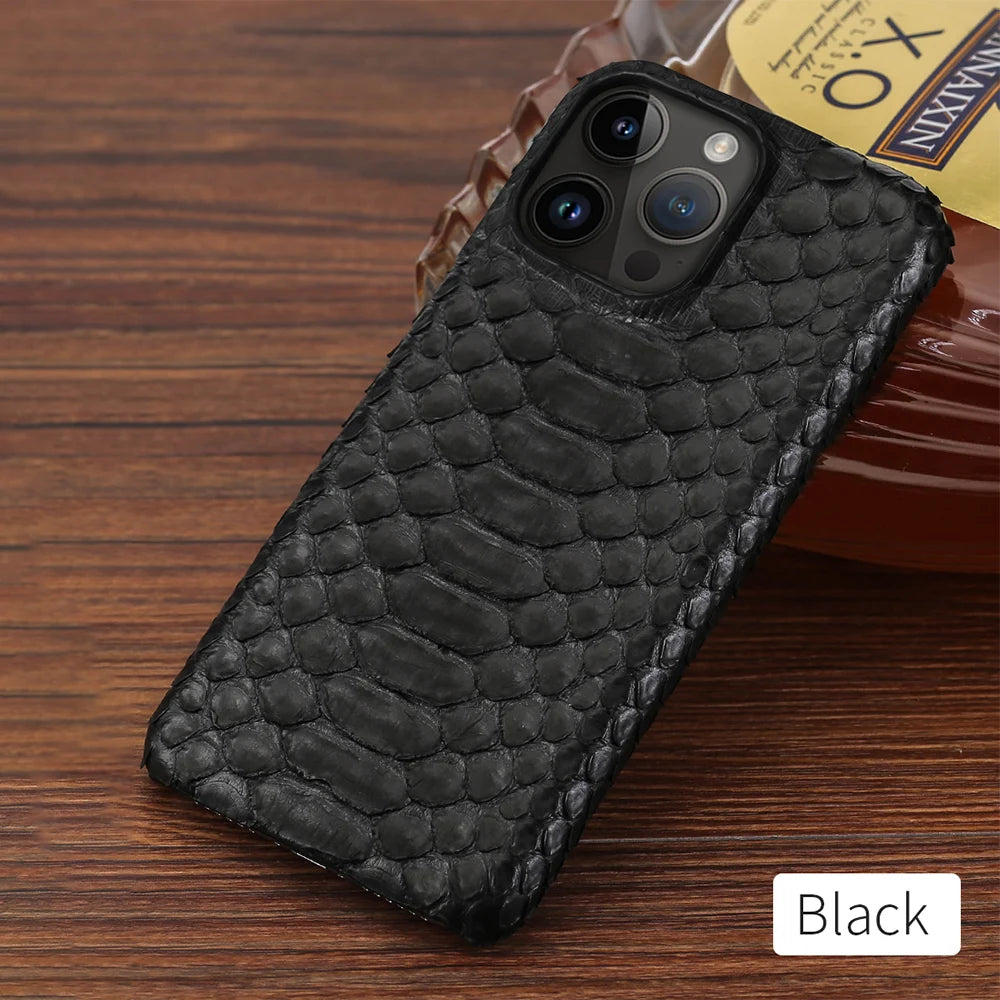 100% Genuine Python Leather Case – Luxury Protection for iPhone 11 to 16 Series