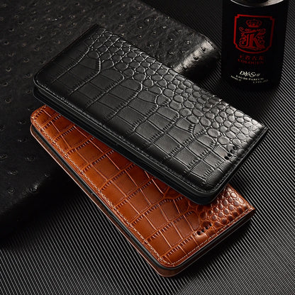 Genuine Crocodile Leather Flip Wallet Case for iPhone 14–17 Series