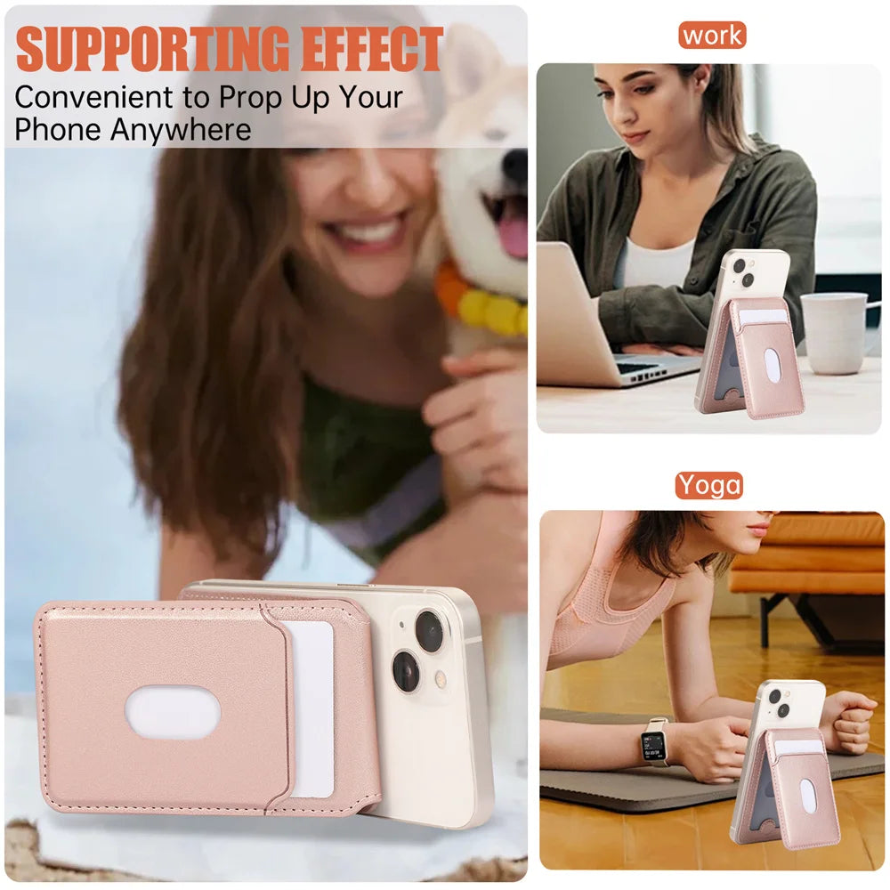 MagSafe Leather Wallet Case with Kickstand for iPhone 17 Pro Max – Magnetic Card Holder & Flip Cover