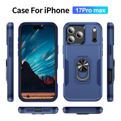 Military Grade Armor Case with Metal Stand for iPhone 17