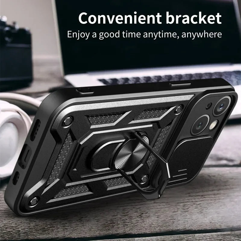 Shockproof Armor Case for iPhone 17 Series with Sliding Camera Lens Cover