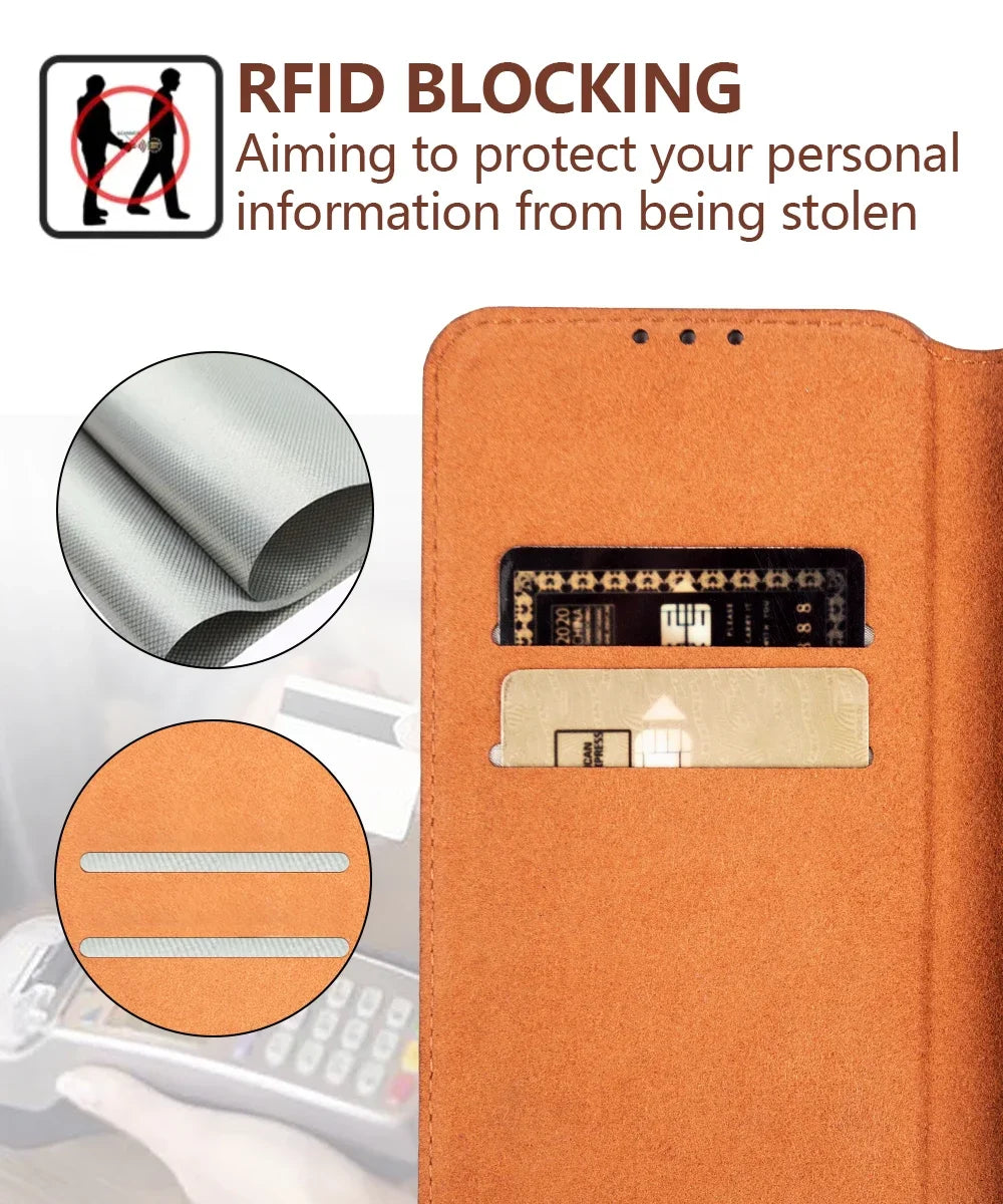 Genuine Leather Flip Wallet Case for iPhone 17 / 17 Pro / 17 Pro Max – Handmade Luxury Cover