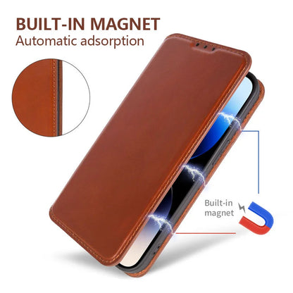 Genuine Leather Flip Wallet Case for iPhone 17 / 17 Pro / 17 Pro Max – Handmade Luxury Cover