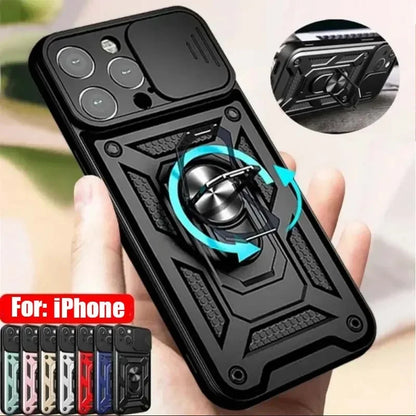 Shockproof Armor Case for iPhone 17 Series with Sliding Camera Lens Cover