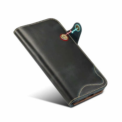 Genuine Leather Flip Wallet Case – iPhone 14‑17 Pro & Pro Max