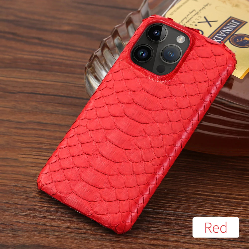 100% Genuine Python Leather Case – Luxury Protection for iPhone 11 to 16 Series