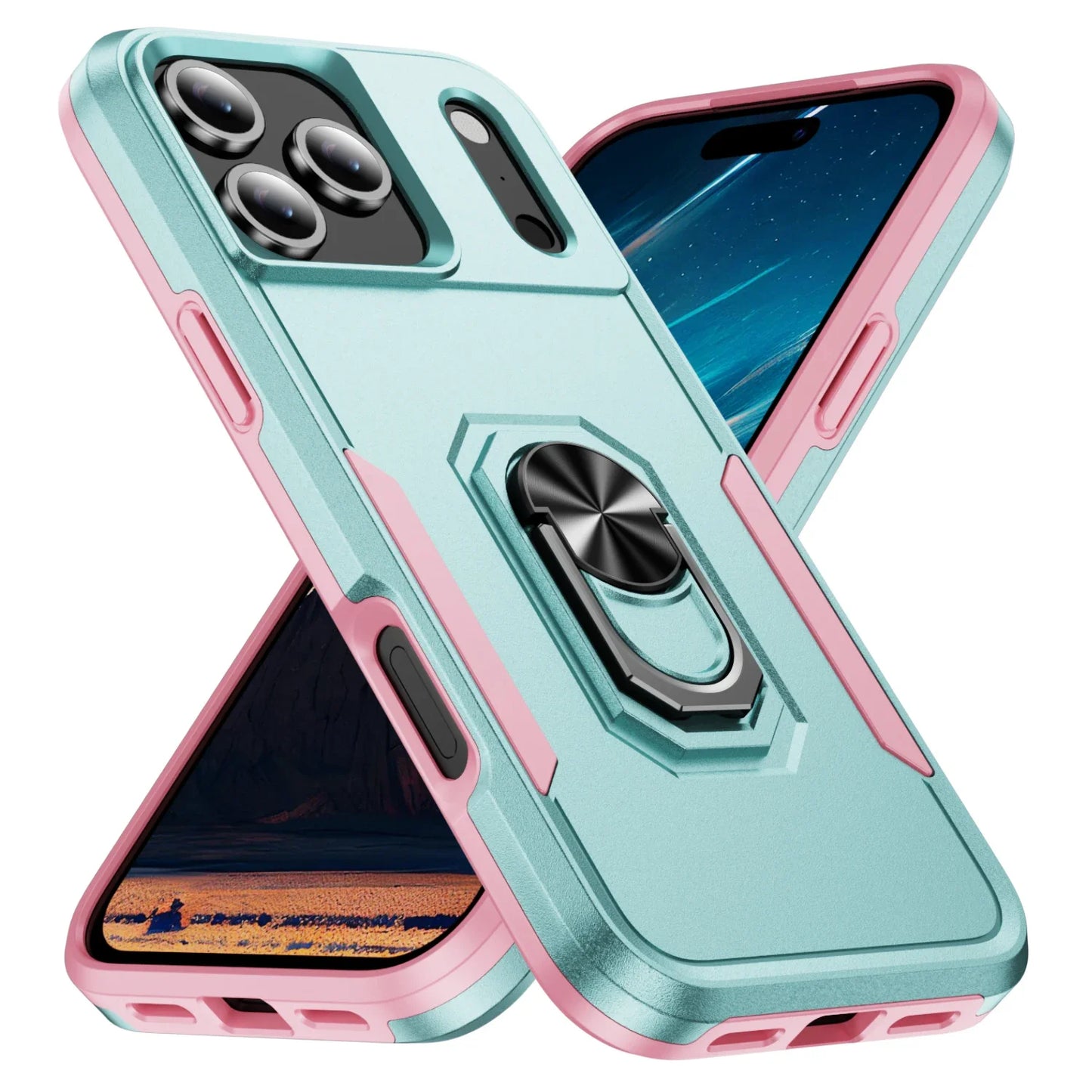 Military Grade Armor Case with Metal Stand for iPhone 17