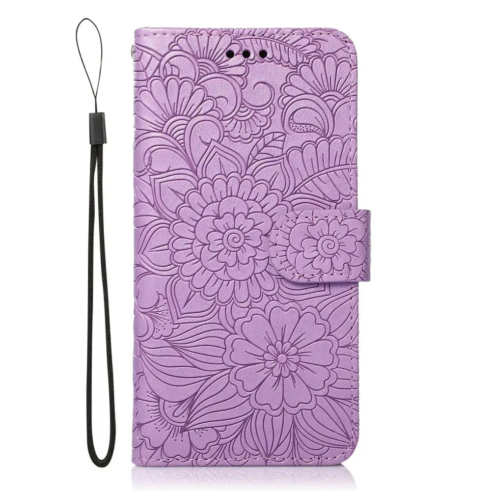 Magnetic Sunflower Flip Case for iPhone 17 Pro & Pro Max – PU Leather with Stand & Card Holder