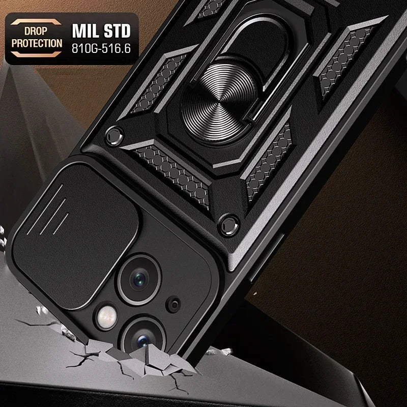 Shockproof Armor Case for iPhone 17 Series with Sliding Camera Lens Cover