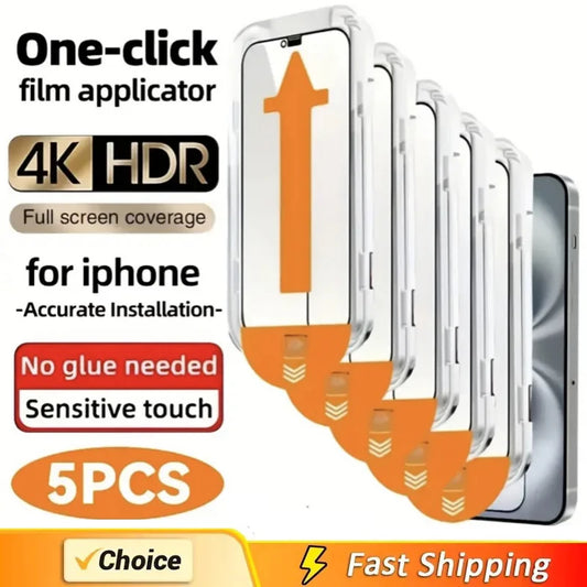 Oleophobic Glass Screen Protector (5-Pack) for iPhone 11–16 Pro/Max