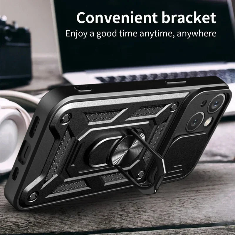 Shockproof Armor Case for iPhone 17 Series with Sliding Camera Lens Cover