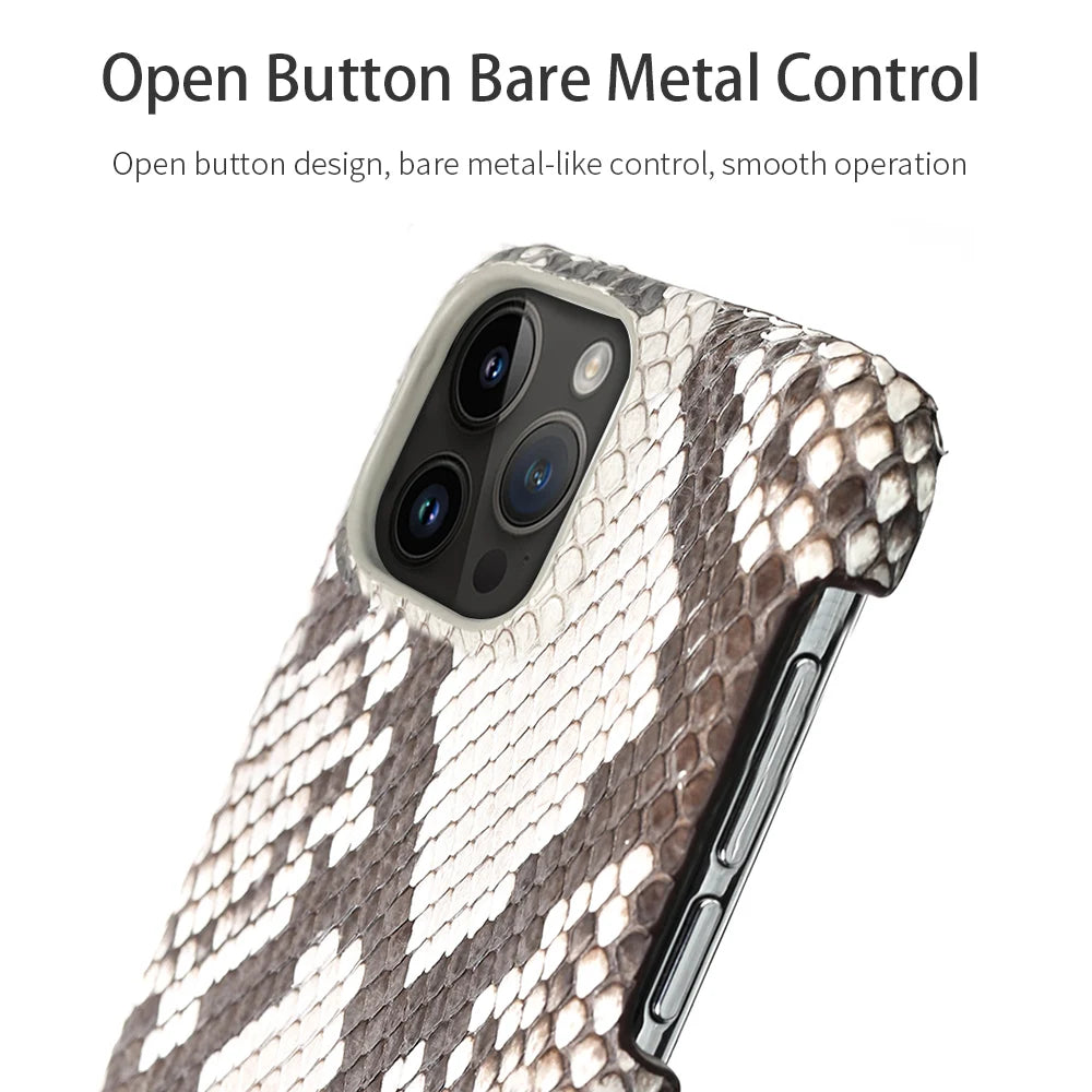 100% Genuine Python Leather Case – Luxury Protection for iPhone 11 to 16 Series