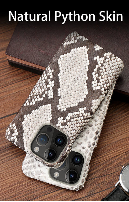 100% Genuine Python Leather Case – Luxury Protection for iPhone 11 to 16 Series