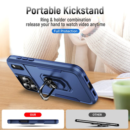 Military Grade Armor Case with Metal Stand for iPhone 17