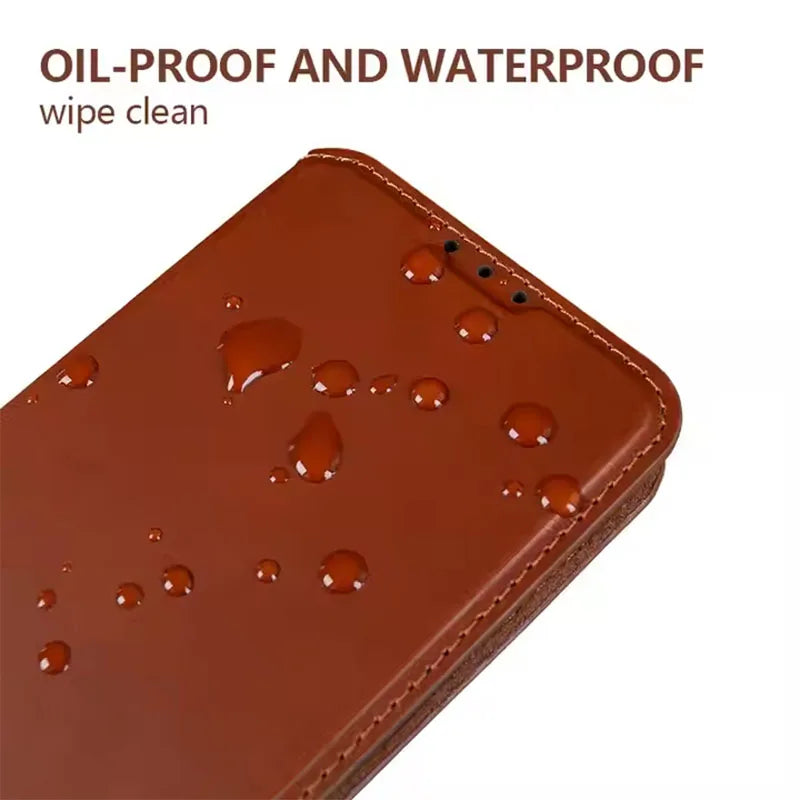 Genuine Leather Flip Wallet Case for iPhone 17 / 17 Pro / 17 Pro Max – Handmade Luxury Cover