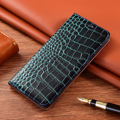 Genuine Crocodile Leather Flip Wallet Case for iPhone 14–17 Series