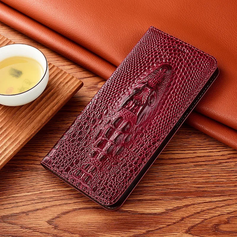 Crocodile Leather iPhone Flip Wallet Case | Handmade – iPhone