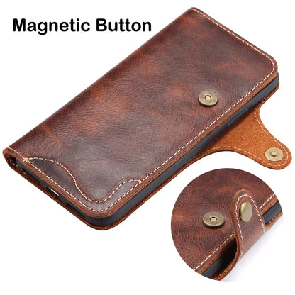 Genuine Leather Flip Wallet Case – iPhone 14‑17 Pro & Pro Max